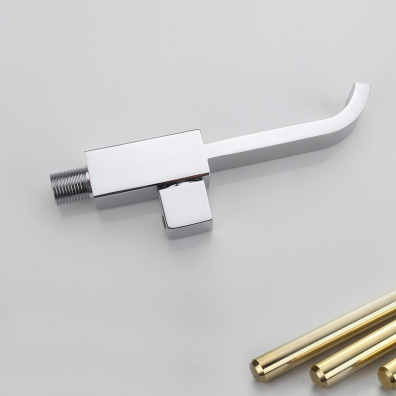 Contemporary Wall Mounted Bathroom Faucet Handle Knob Solid Brass Square Faucet