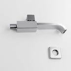Contemporary Wall Mounted Bathroom Faucet Handle Knob Solid Brass Square Faucet