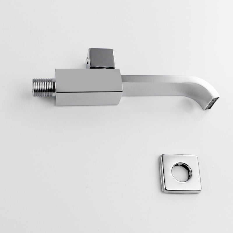 Contemporary Wall Mounted Bathroom Faucet Handle Knob Solid Brass Square Faucet
