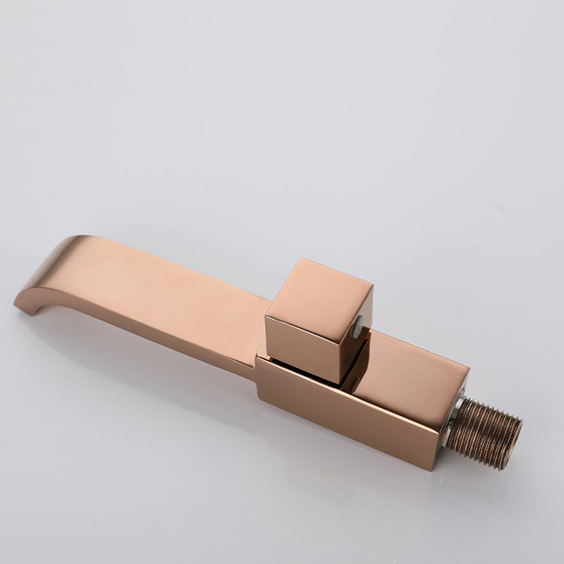 Contemporary Wall Mounted Bathroom Faucet Handle Knob Solid Brass Square Faucet