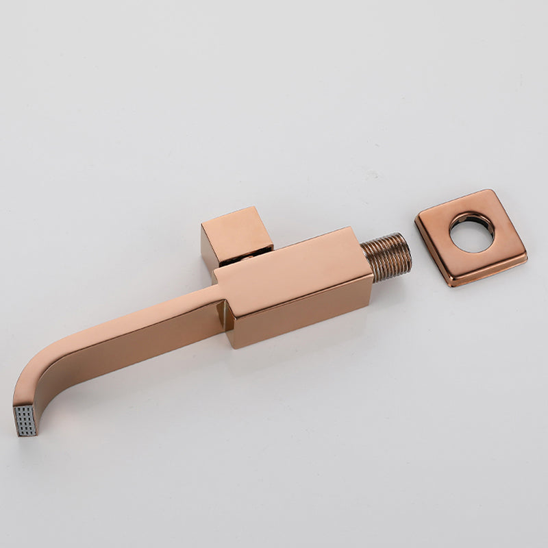 Contemporary Wall Mounted Bathroom Faucet Handle Knob Solid Brass Square Faucet