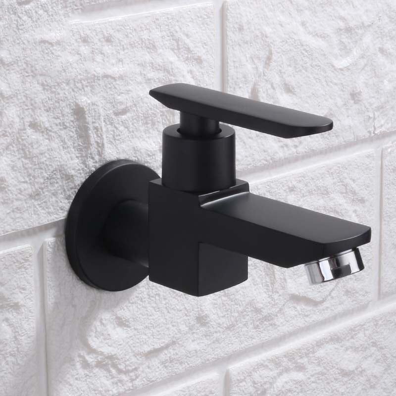 Contemporary Wall-Mounted Bathroom Faucet Lever Handles Solid Brass Faucet