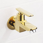 Contemporary Wall-Mounted Bathroom Faucet Lever Handles Solid Brass Faucet