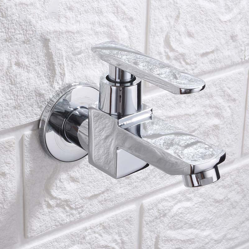 Contemporary Wall-Mounted Bathroom Faucet Lever Handles Solid Brass Faucet