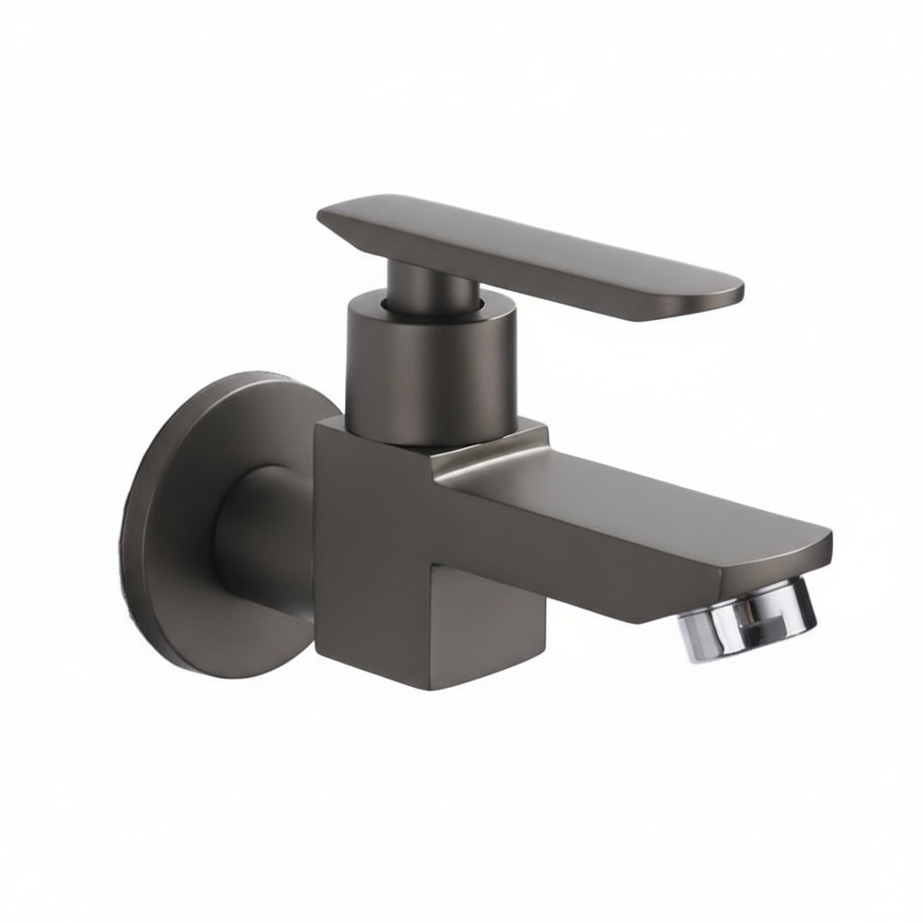 Contemporary Wall-Mounted Bathroom Faucet Lever Handles Solid Brass Faucet