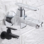 Contemporary Wall-Mounted Bathroom Faucet Lever Handles Solid Brass Faucet