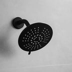 Round Fixed Shower Head Matte Black 5 Spray Patterns Wall Mounted Shower Head
