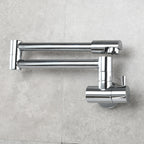 Modern Pull-down Faucet Single Handle Wall Mounted Pot Filler Low Profile 1-Hole Filler