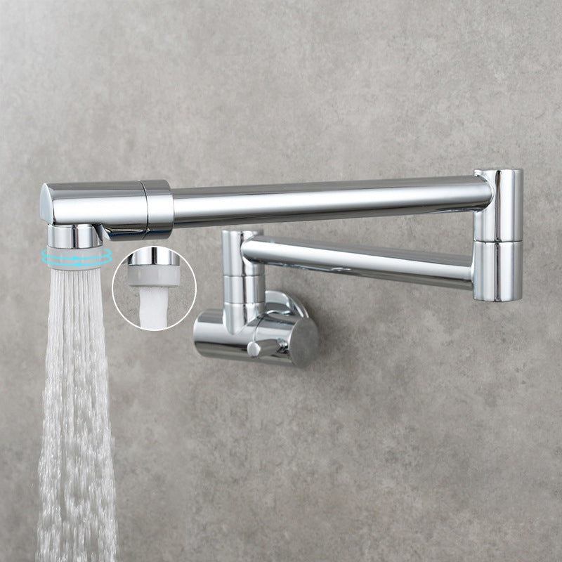 Modern Pull-down Faucet Single Handle Wall Mounted Pot Filler Low Profile 1 Holder Filler