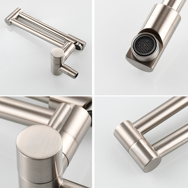 Modern Pull-down Faucet Single Handle Wall Mounted Pot Filler Low Profile 1 Holder Filler