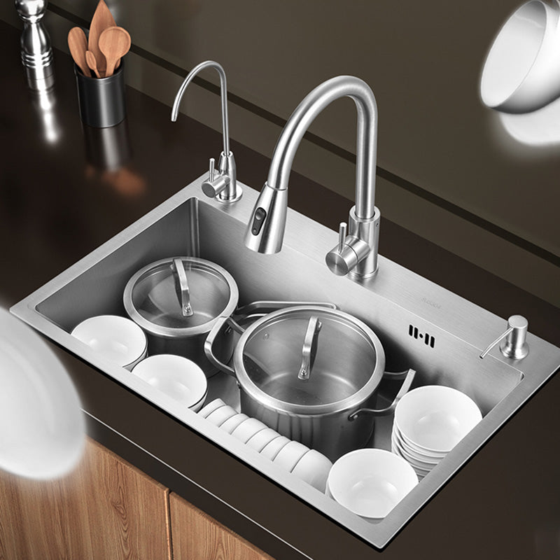 Contemporary Style Kitchen Sink Stainless Steel Color Fast Built-In Sink