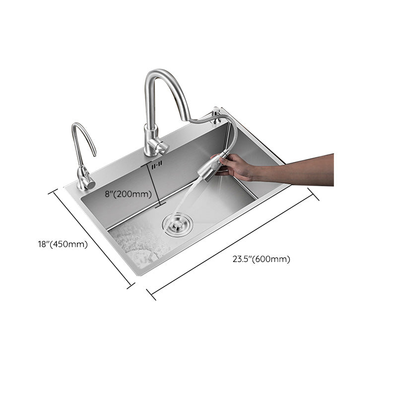 Contemporary Style Kitchen Sink Stainless Steel Color Fast Built-In Sink