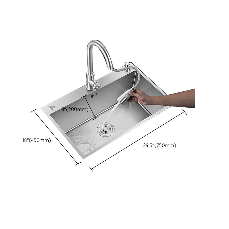 Contemporary Style Kitchen Sink Stainless Steel Color Fast Built-In Sink