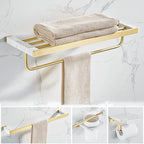 Metal and Marble Bathroom Accessory Single or in Set in Gold