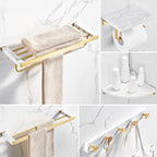 Metal and Marble Bathroom Accessory Single or in Set in Gold