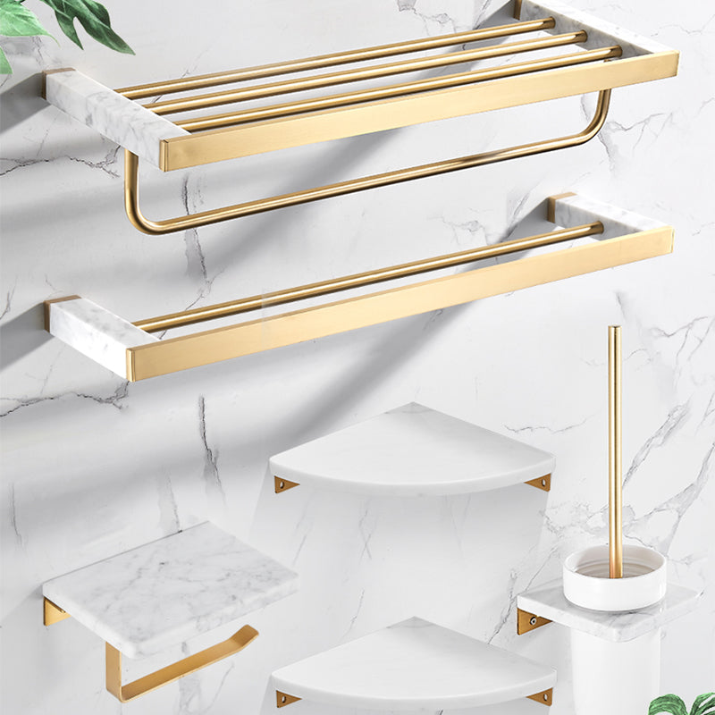 Metal and Marble Bathroom Accessory Single or in Set in Gold