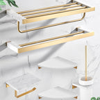 Metal and Marble Bathroom Accessory Single or in Set in Gold