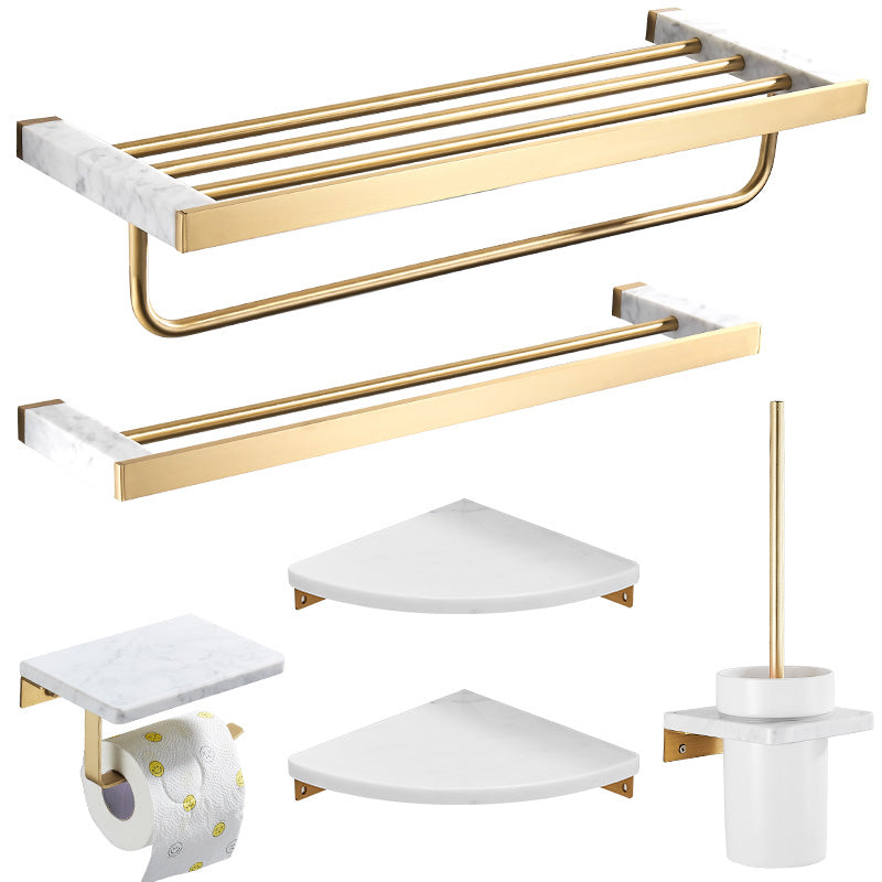Metal and Marble Bathroom Accessory Single or in Set in Gold