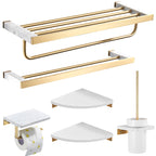 Metal and Marble Bathroom Accessory Single or in Set in Gold