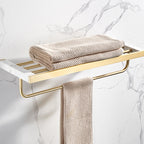 Metal and Marble Bathroom Accessory Single or in Set in Gold