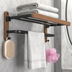 Metal and wood bathroom accessories as a single piece or as a set without drilling