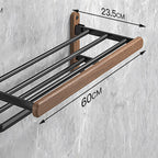 Metal and wood bathroom accessories as a single piece or as a set without drilling