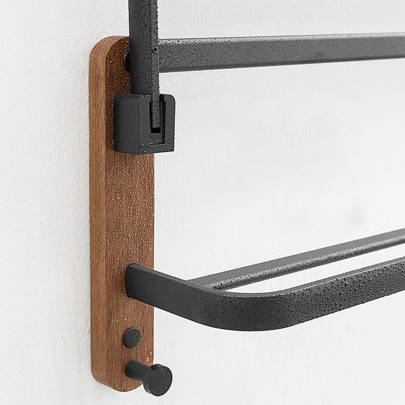 Metal and wood bathroom accessories as a single piece or as a set without drilling