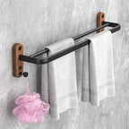 Metal and wood bathroom accessories as a single piece or as a set without drilling