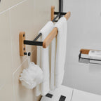 Metal and wood bathroom accessories as a single piece or in a set in black