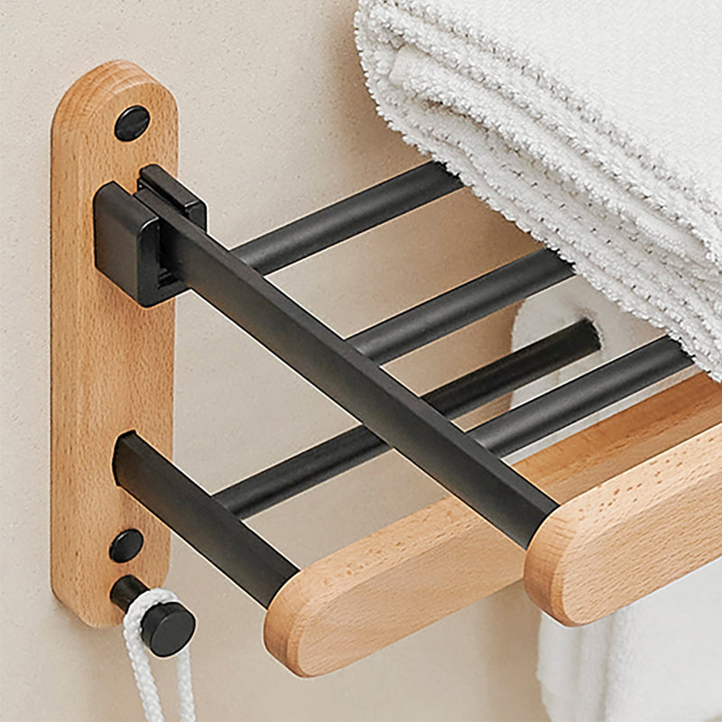Metal and wood bathroom accessories as a single piece or in a set in black