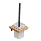 Metal and wood bathroom accessories as a single piece or in a set in black