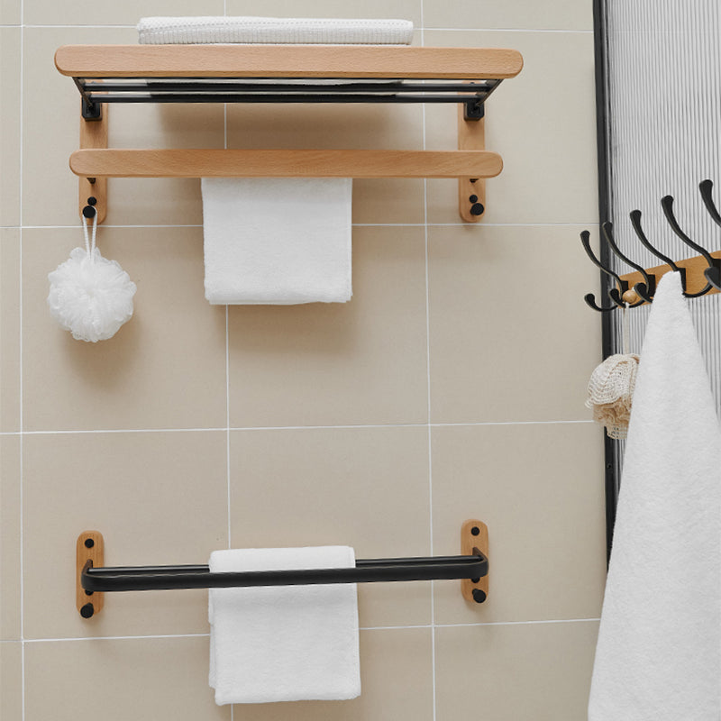 Metal and wood bathroom accessories as a single piece or in a set in black