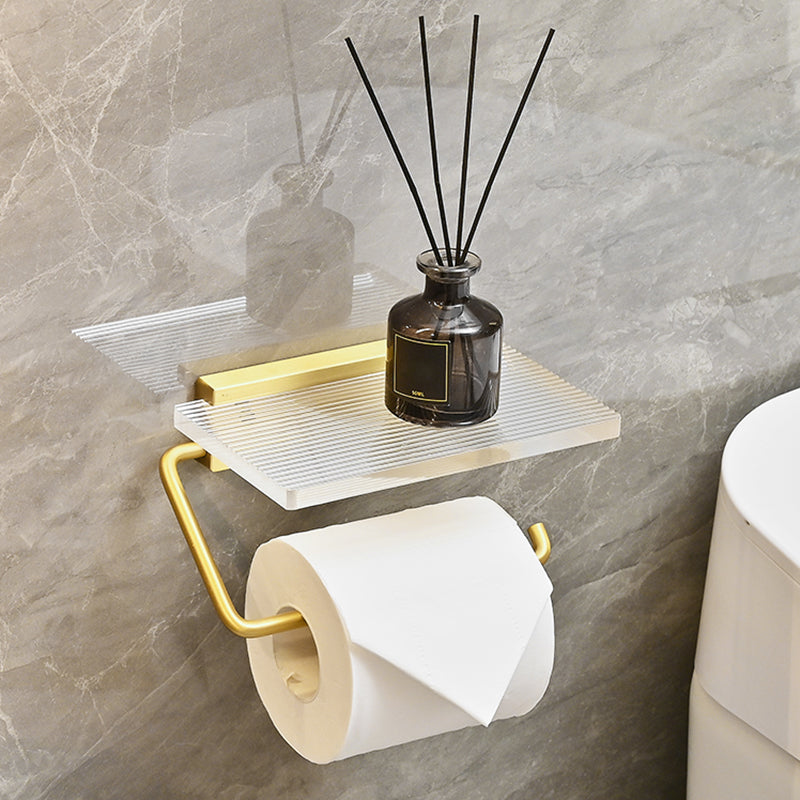 Metal and acrylic bathroom accessories as a single piece or in a set in gold