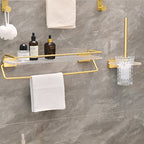 Metal and acrylic bathroom accessories as a single piece or in a set in gold