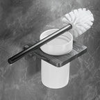 Metal and marble bathroom accessories as a single piece or as a set in black