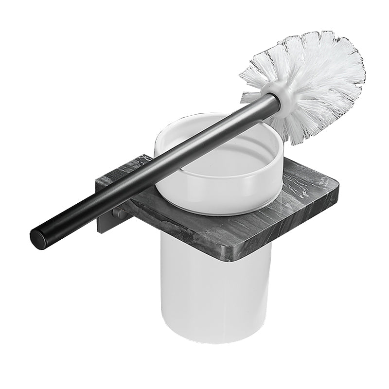 Metal and marble bathroom accessories as a single piece or as a set in black