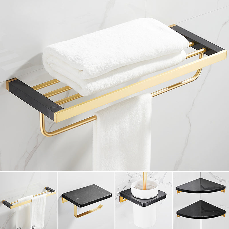 Metal and Marble Bathroom Minimalist Accessory as a Single Piece or in a Set in Gold