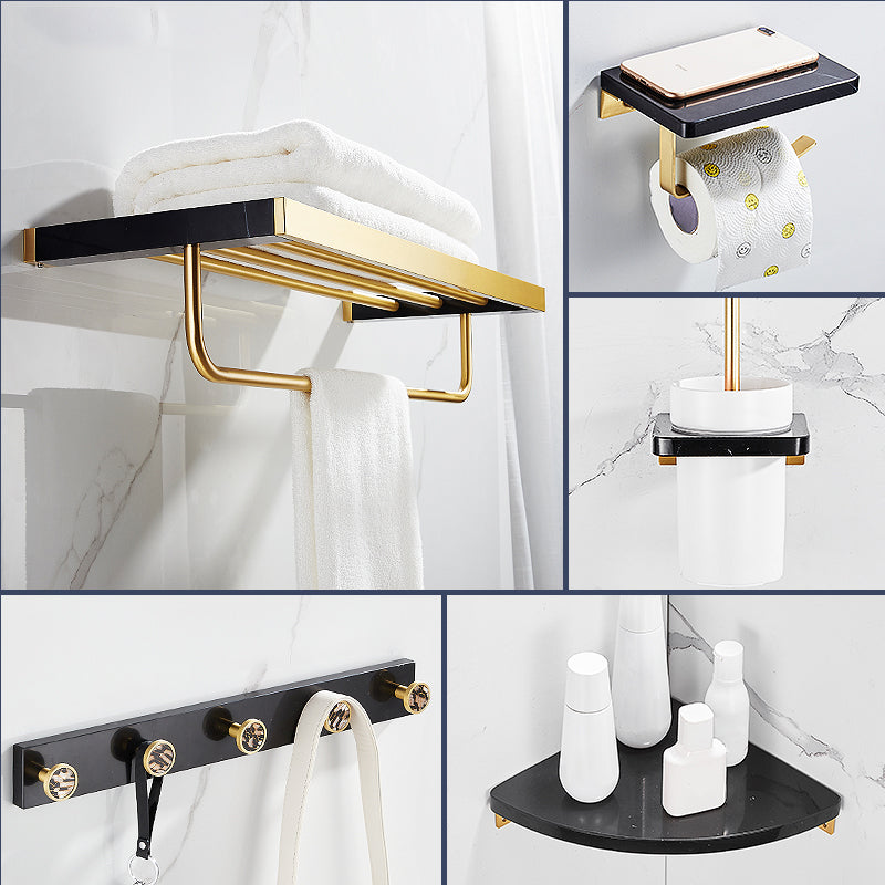 Metal and Marble Bathroom Minimalist Accessory as a Single Piece or in a Set in Gold