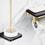 Metal and Marble Bathroom Minimalist Accessory as a Single Piece or in a Set in Gold