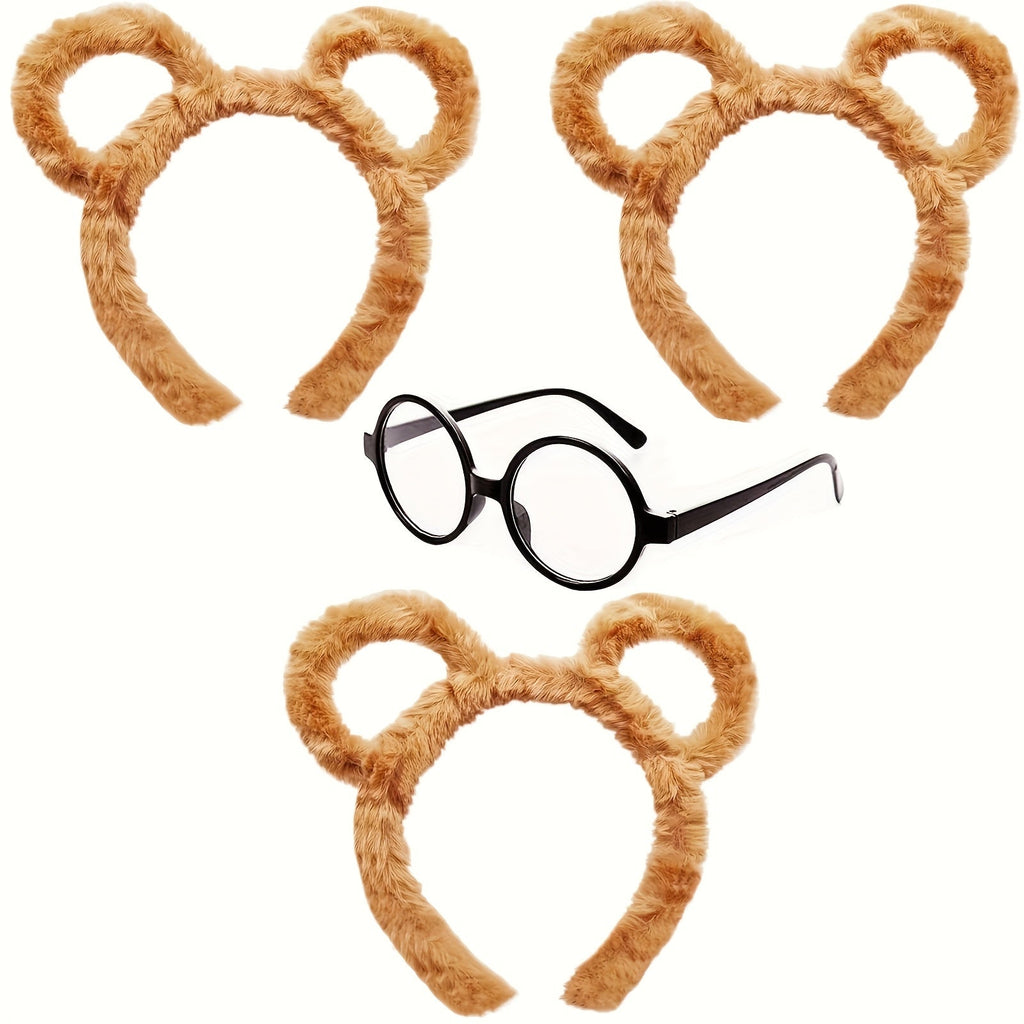 Fuzzy Halloween Chipmunk Costume Accessories Set | Headband Glasses