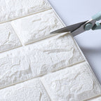 Modern wall-ceiling element for sticking with 3D embossing in white