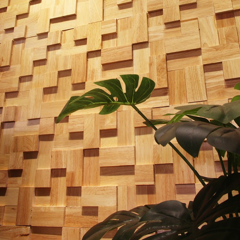 Mosaic Wood Wall Cladding Glue Living Room Modern Style Wood Plank