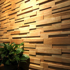 Mosaic Wood Wall Cladding Glue Living Room Modern Style Wood Plank