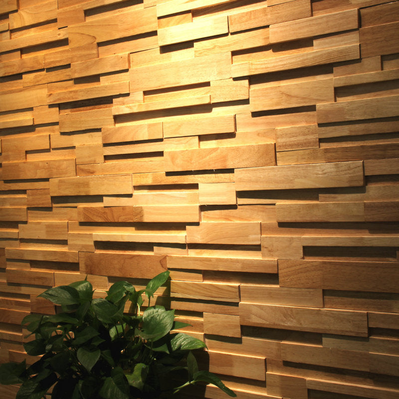 Mosaic Wood Wall Cladding Glue Living Room Modern Style Wood Plank