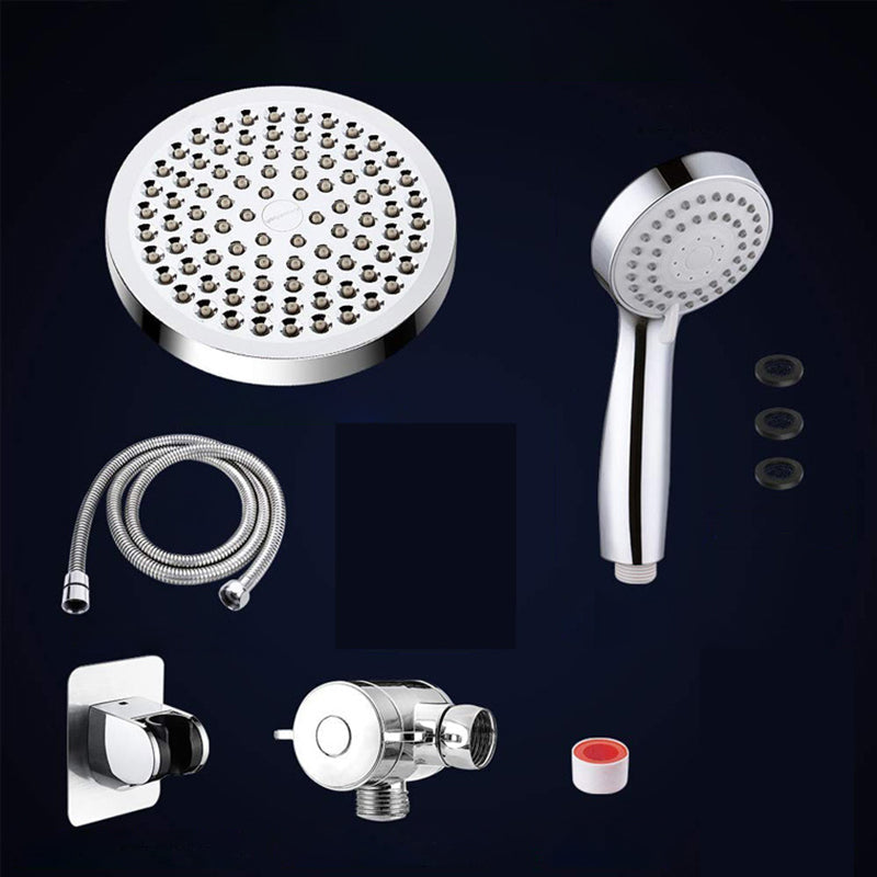 Silver Dual Showerhead with Hose Modern Style Wall Mounted Showerhead