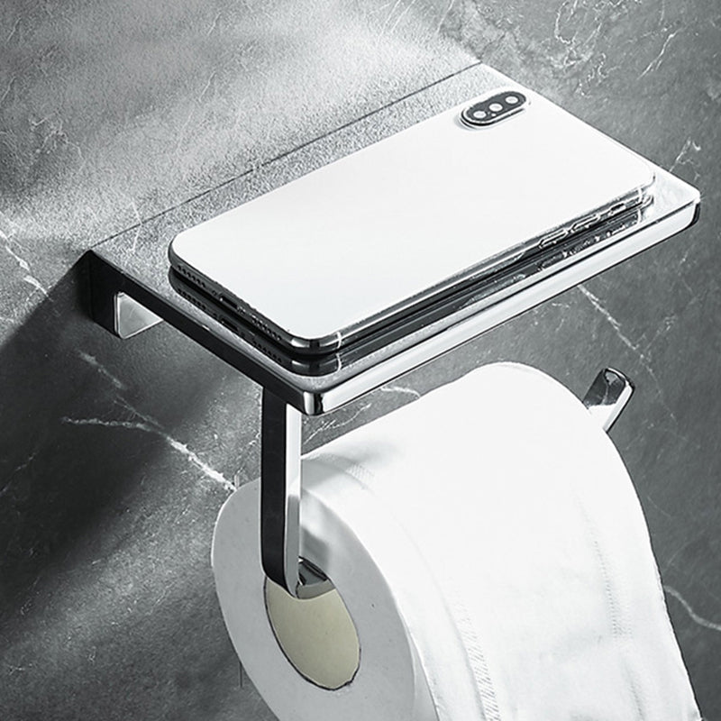 Contemporary 2-piece bathroom set made of polished chrome stainless steel toilet paper holder
