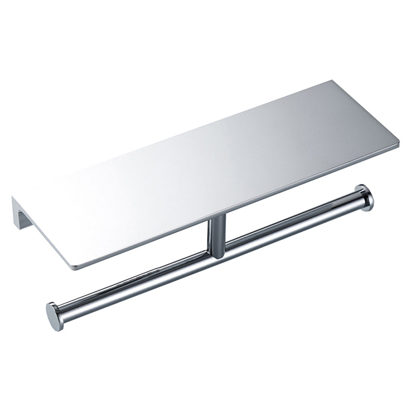 Contemporary 2-piece bathroom set made of polished chrome stainless steel toilet paper holder