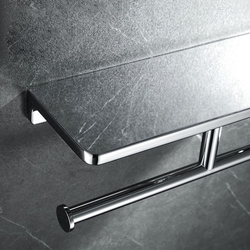 Contemporary 2-piece bathroom set made of polished chrome stainless steel toilet paper holder