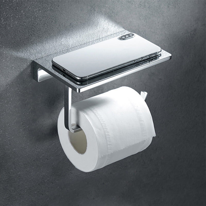Contemporary 2-piece bathroom set made of polished chrome stainless steel toilet paper holder