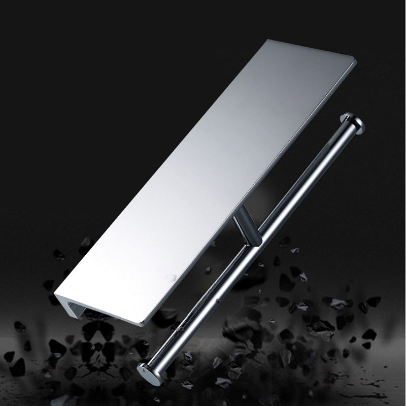 Contemporary 2-piece bathroom set made of polished chrome stainless steel toilet paper holder